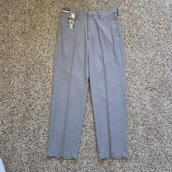 Haggar Men's Premium Classic Fit Flat Front Dress Pants Size 32X30 Gray Solid - Picture 1 of 9